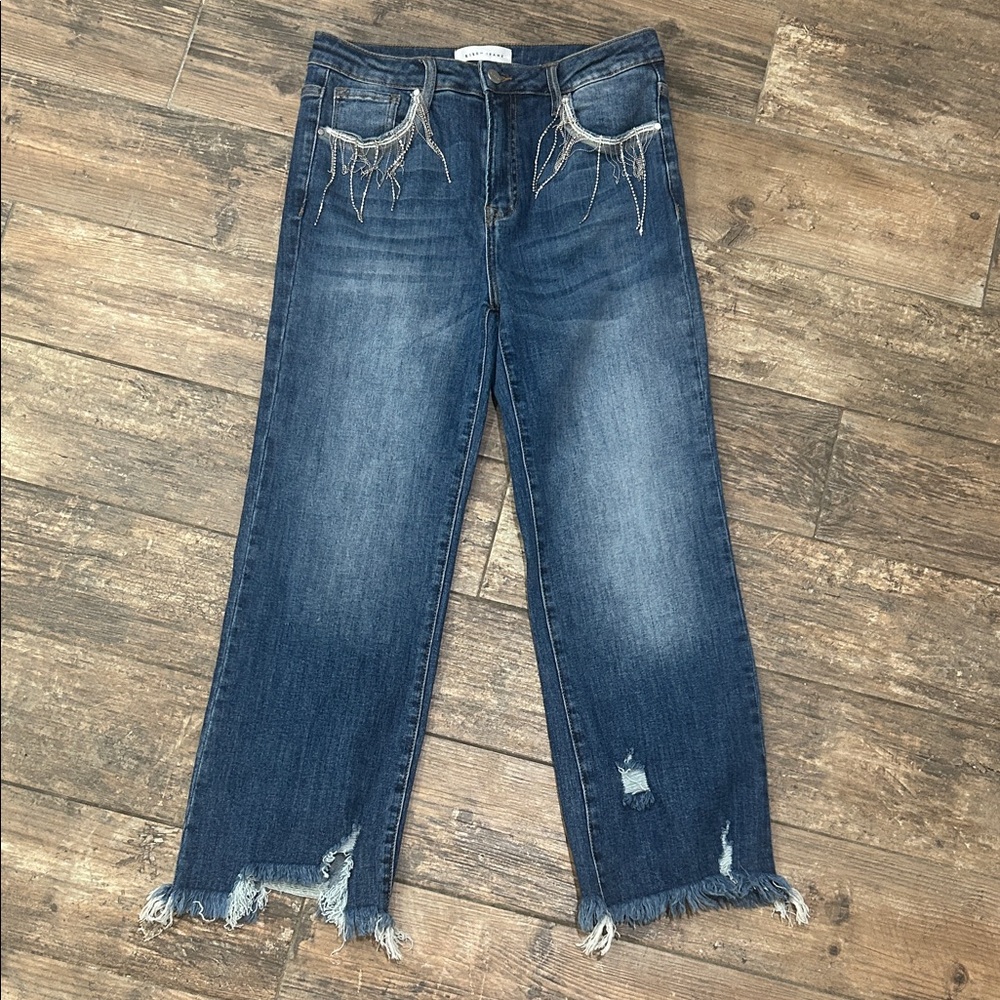 Risen Distressed Bling Blue Jeans